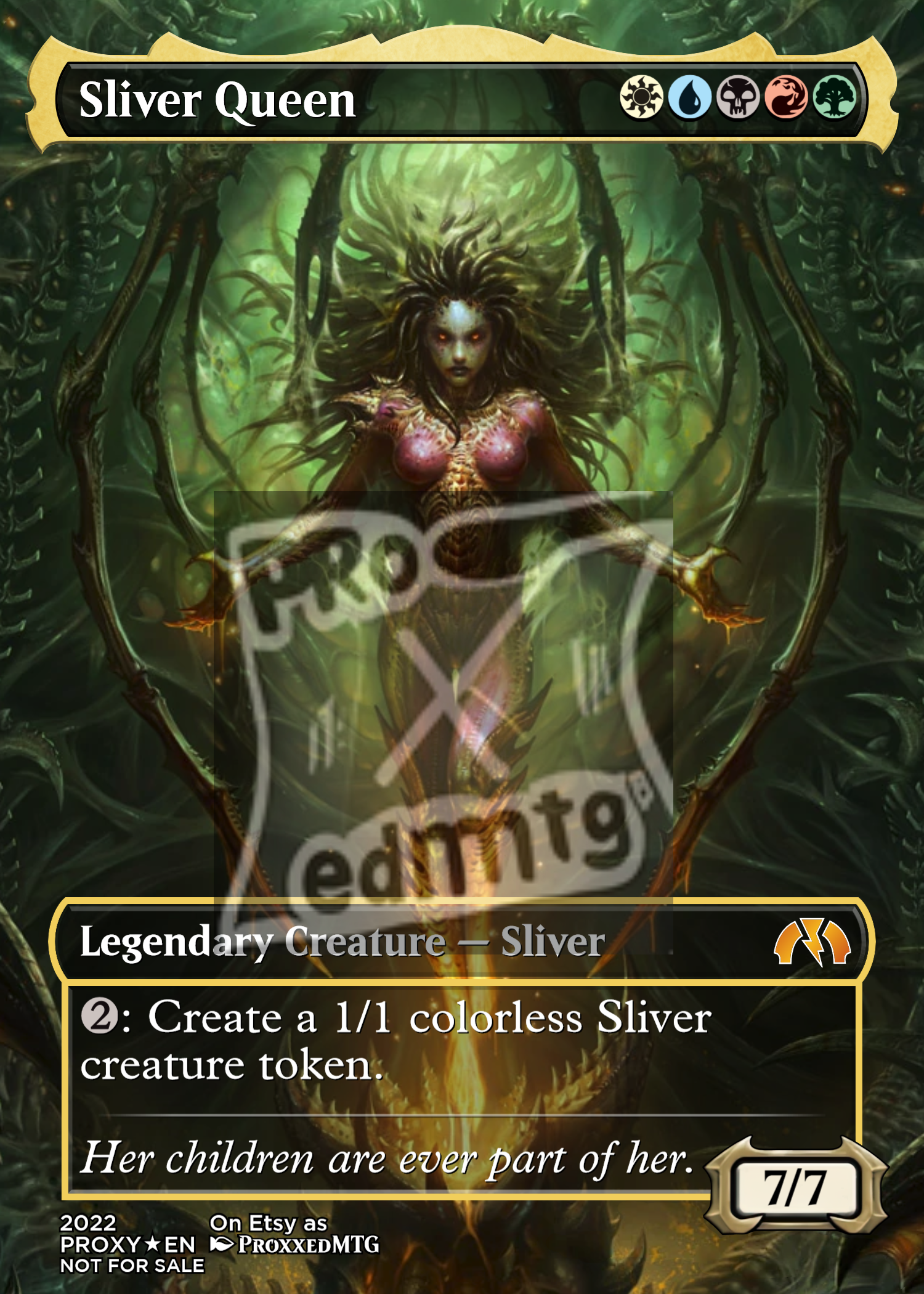 Sliver Queen Fang Version Proxy Alter by ProxxedMTG